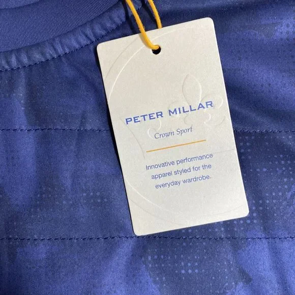 Peter Millar Pullover Mens Large Navy Crown Sport Quilted Performance Golf Shirt